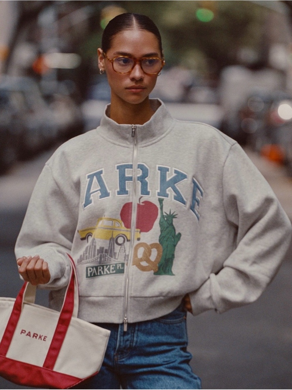 Parke Light Gray Zip-Front fleece zip wlNYC Graphic L/XL from today’s nyc pop up